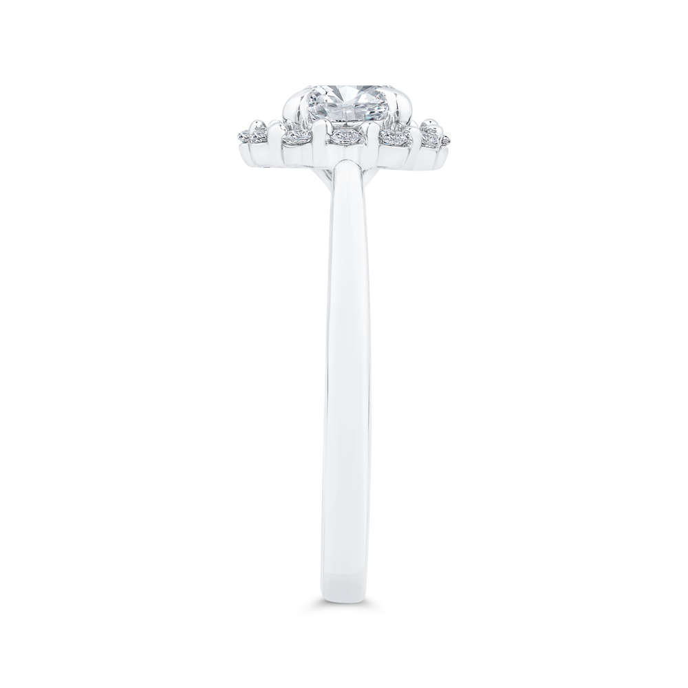 Round Cut Diamond Floral Engagement Ring In 14K White Gold (Semi-Mount)