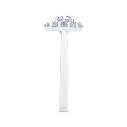 Round Cut Diamond Floral Engagement Ring In 14K White Gold (Semi-Mount)