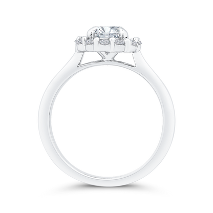 Round Cut Diamond Floral Engagement Ring In 14K White Gold (Semi-Mount)