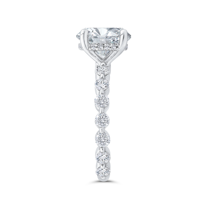 Round Cut Diamond Floral Engagement Ring In 14K White Gold (Semi-Mount)