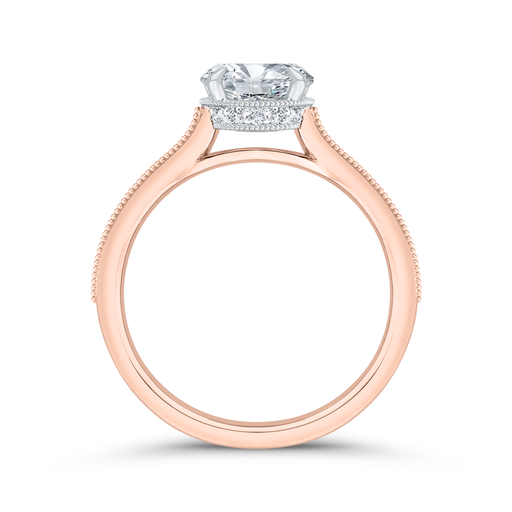 14K Two Tone Gold Round Cut Diamond Engagement Ring (Semi-Mount)