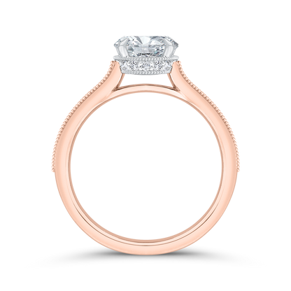 14K Two Tone Gold Round Cut Diamond Engagement Ring (Semi-Mount)