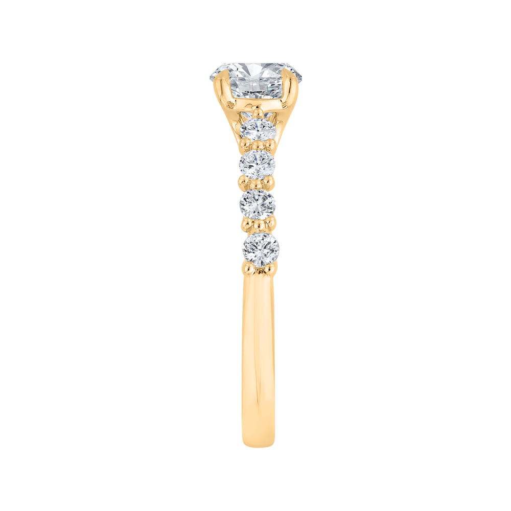 14K Yellow Gold Round Cut Diamond Engagement Ring (Semi-Mount)