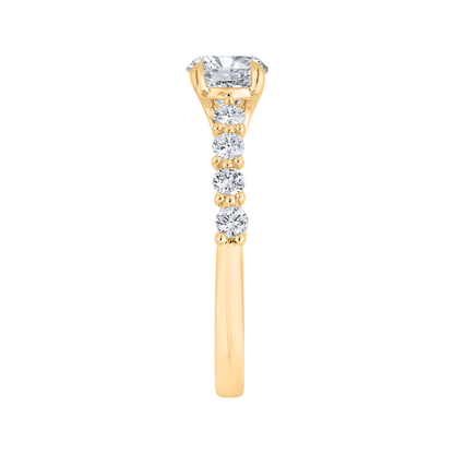 14K Yellow Gold Round Cut Diamond Engagement Ring (Semi-Mount)