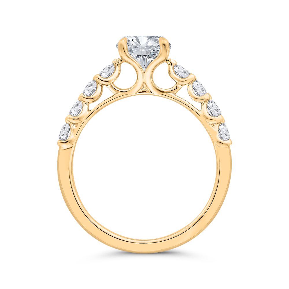 14K Yellow Gold Round Cut Diamond Engagement Ring (Semi-Mount)