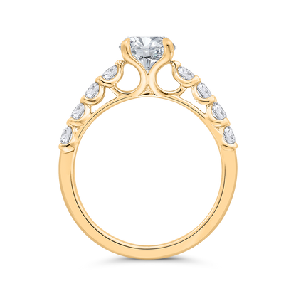 14K Yellow Gold Round Cut Diamond Engagement Ring (Semi-Mount)
