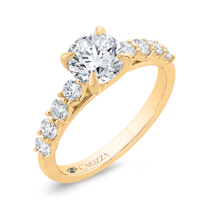 14K Yellow Gold Round Cut Diamond Engagement Ring (Semi-Mount)