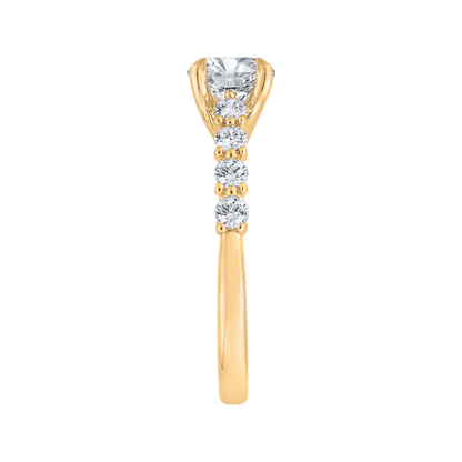 14K Yellow Gold Round Cut Diamond Engagement Ring (Semi-Mount)