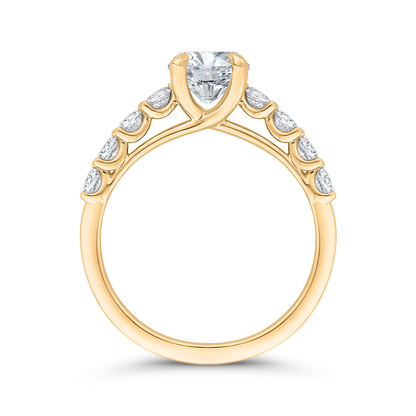 14K Yellow Gold Round Cut Diamond Engagement Ring (Semi-Mount)