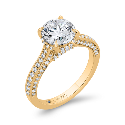 14K Yellow Gold Round Cut Diamond Engagement Ring (Semi-Mount)