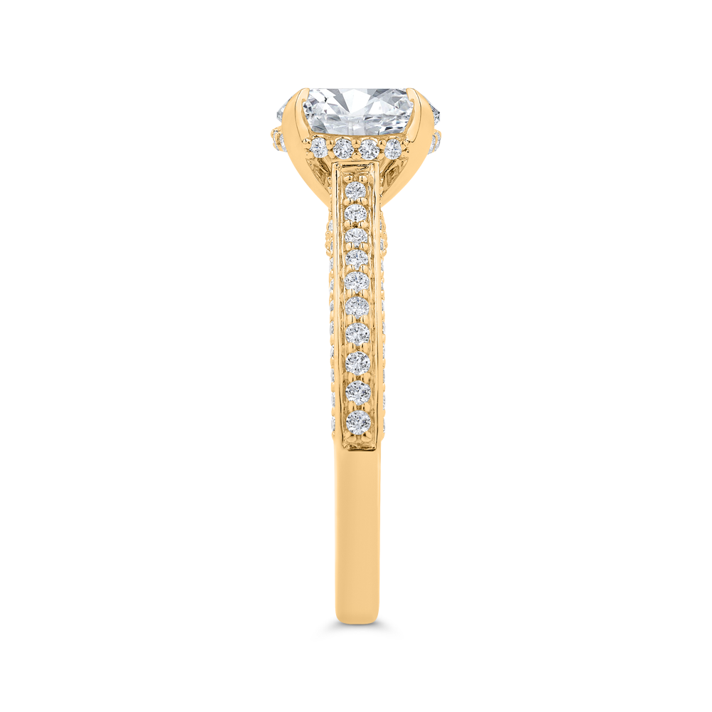 14K Yellow Gold Round Cut Diamond Engagement Ring (Semi-Mount)