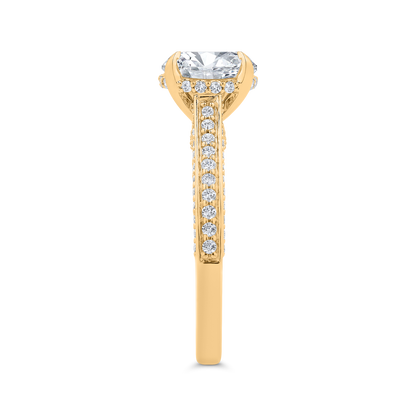 14K Yellow Gold Round Cut Diamond Engagement Ring (Semi-Mount)