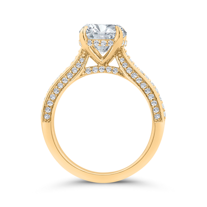 14K Yellow Gold Round Cut Diamond Engagement Ring (Semi-Mount)