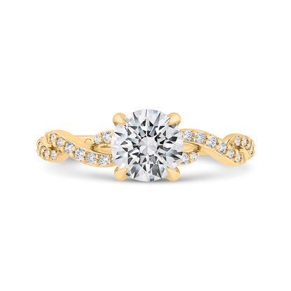 14K Yellow Gold Round Cut Diamond Engagement Ring (Semi-Mount)