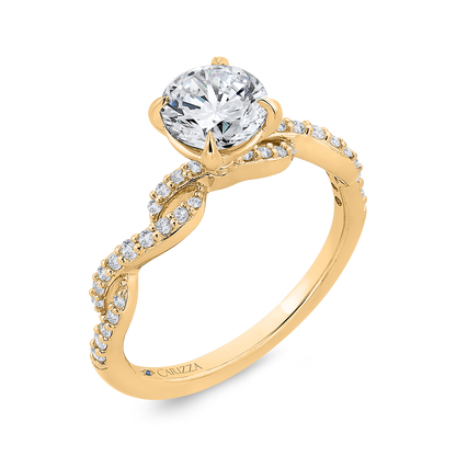 14K Yellow Gold Round Cut Diamond Engagement Ring (Semi-Mount)
