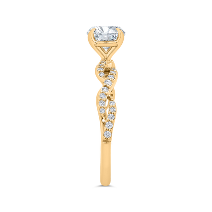 14K Yellow Gold Round Cut Diamond Engagement Ring (Semi-Mount)