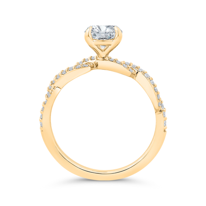 14K Yellow Gold Round Cut Diamond Engagement Ring (Semi-Mount)
