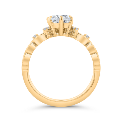 14K Yellow Gold Round Cut Diamond Engagement Ring (Semi-Mount)