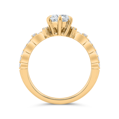 14K Yellow Gold Round Cut Diamond Engagement Ring (Semi-Mount)