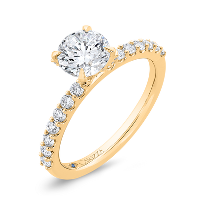 14K Yellow Gold Round Cut Diamond Engagement Ring (Semi-Mount)
