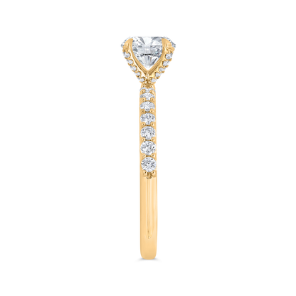 14K Yellow Gold Round Cut Diamond Engagement Ring (Semi-Mount)