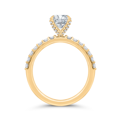 14K Yellow Gold Round Cut Diamond Engagement Ring (Semi-Mount)