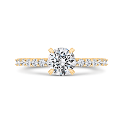 14K Yellow Gold Round Cut Diamond Engagement Ring (Semi-Mount)