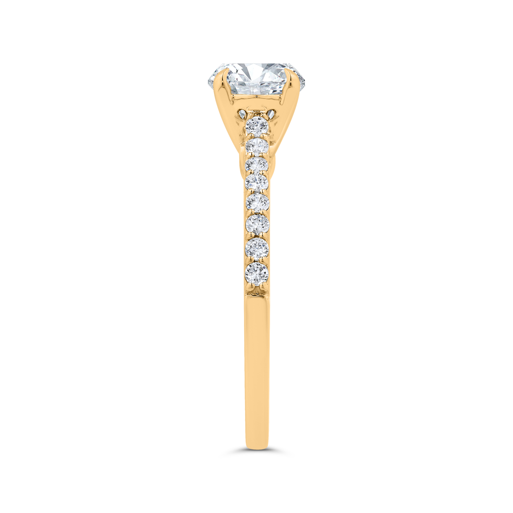 14K Yellow Gold Round Cut Diamond Engagement Ring (Semi-Mount)