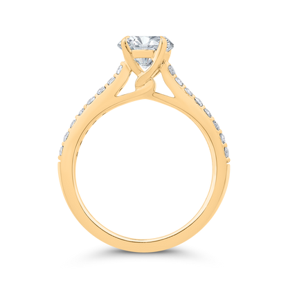 14K Yellow Gold Round Cut Diamond Engagement Ring (Semi-Mount)