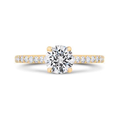 14K Yellow Gold Round Cut Diamond Engagement Ring (Semi-Mount)
