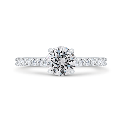 14K White Gold Round Cut Diamond Engagement Ring (Semi-Mount)