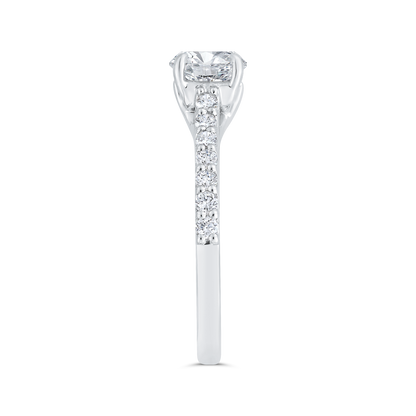 14K White Gold Round Cut Diamond Engagement Ring (Semi-Mount)