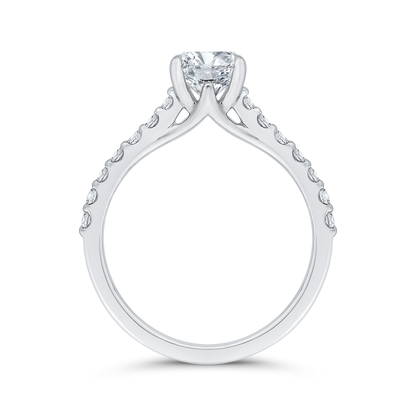 14K White Gold Round Cut Diamond Engagement Ring (Semi-Mount)