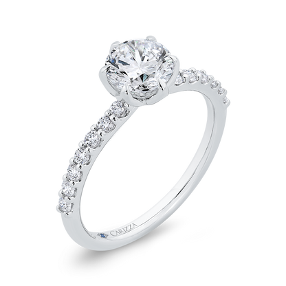 14K White Gold Round Cut Diamond Engagement Ring (Semi-Mount)