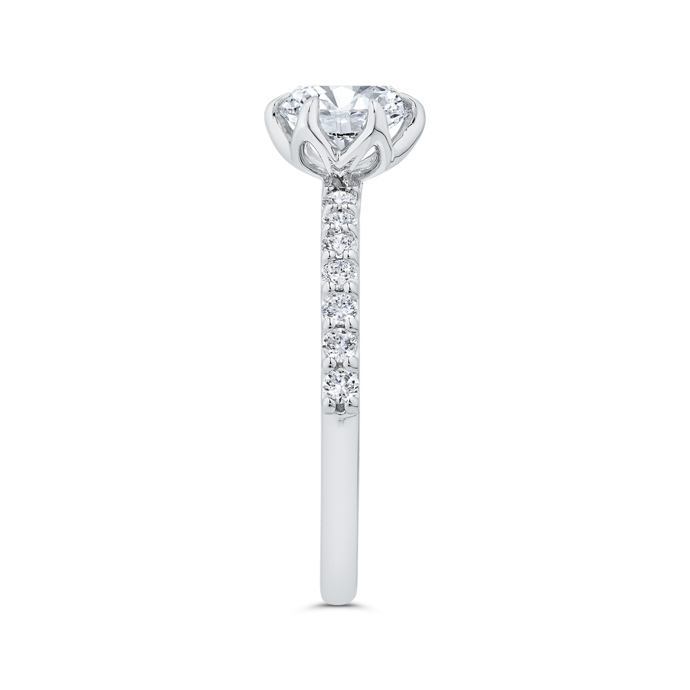 14K White Gold Round Cut Diamond Engagement Ring (Semi-Mount)