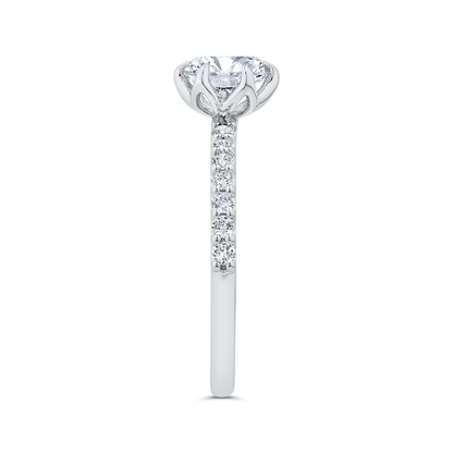 14K White Gold Round Cut Diamond Engagement Ring (Semi-Mount)