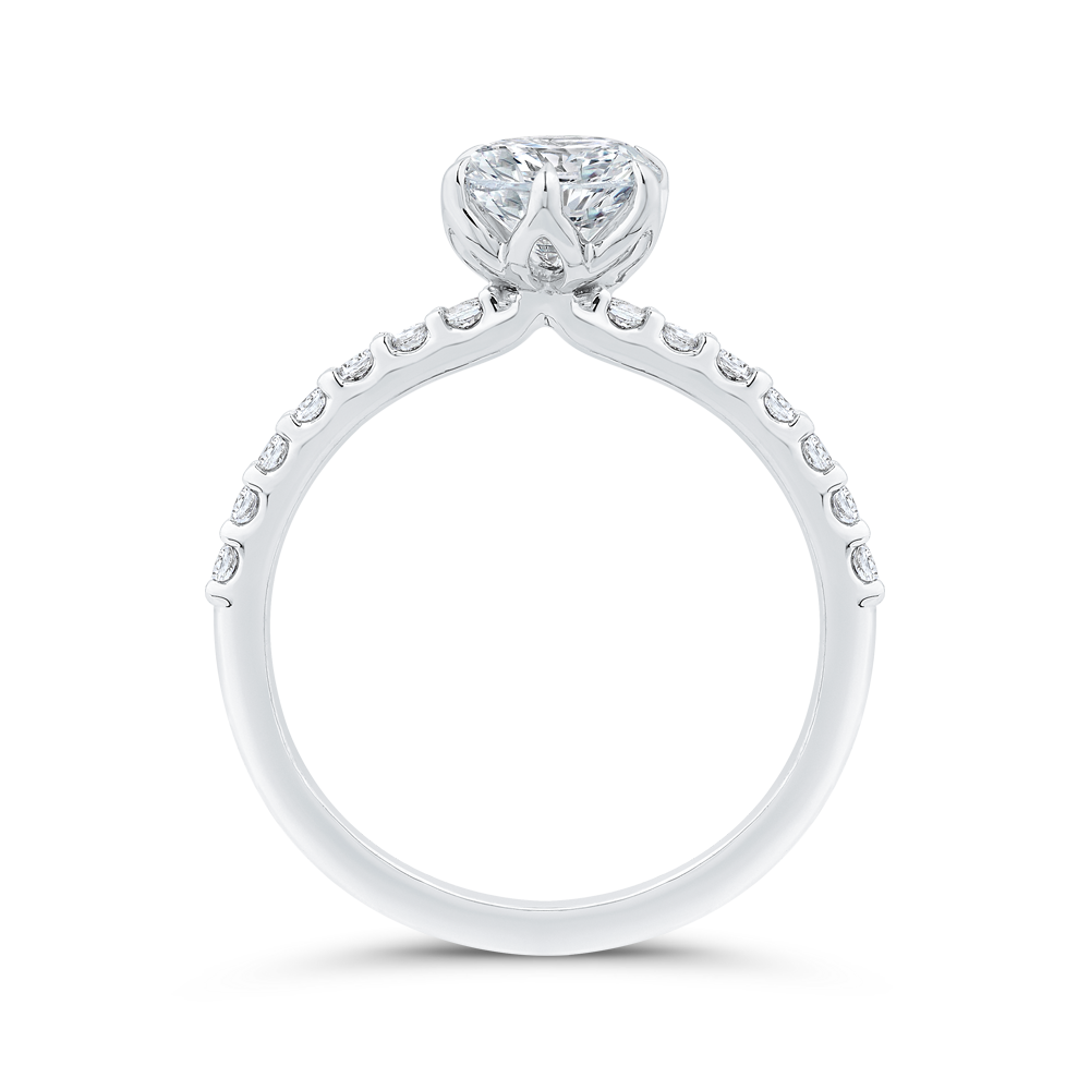 14K White Gold Round Cut Diamond Engagement Ring (Semi-Mount)
