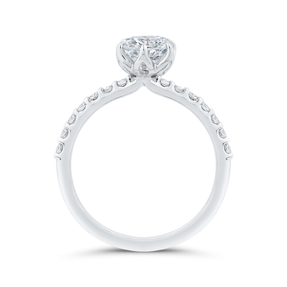 14K White Gold Round Cut Diamond Engagement Ring (Semi-Mount)