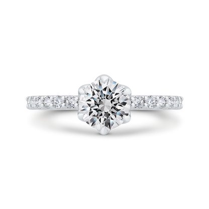 14K White Gold Round Cut Diamond Engagement Ring (Semi-Mount)