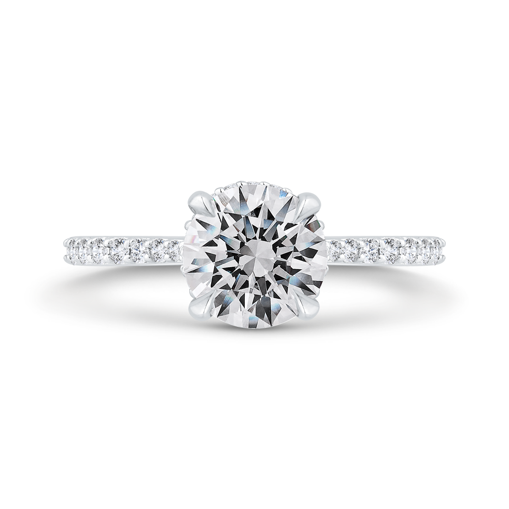14K White Gold Round Cut Diamond Engagement Ring (Semi-Mount)