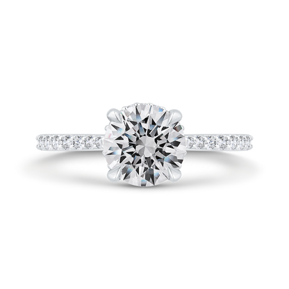14K White Gold Round Cut Diamond Engagement Ring (Semi-Mount)