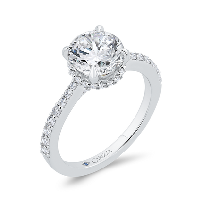 14K White Gold Round Cut Diamond Engagement Ring (Semi-Mount)
