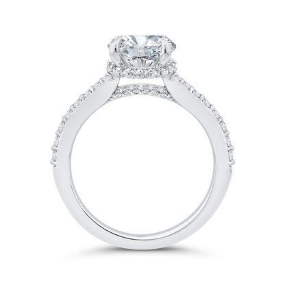 14K White Gold Round Cut Diamond Engagement Ring (Semi-Mount)