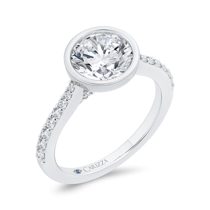 14K White Gold Round Cut Diamond Engagement Ring (Semi-Mount)