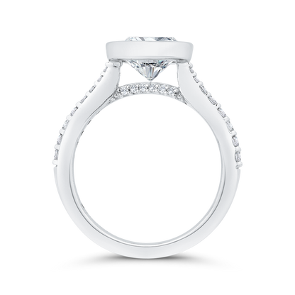 14K White Gold Round Cut Diamond Engagement Ring (Semi-Mount)