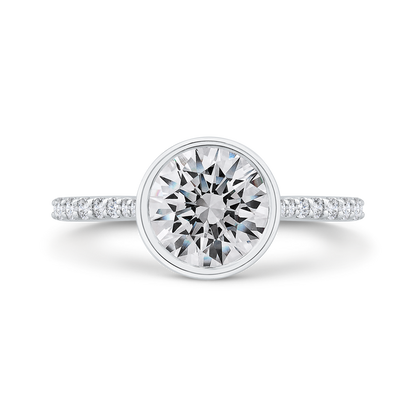 14K White Gold Round Cut Diamond Engagement Ring (Semi-Mount)