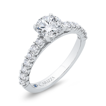 14K White Gold Round Cut Diamond Engagement Ring (Semi-Mount)