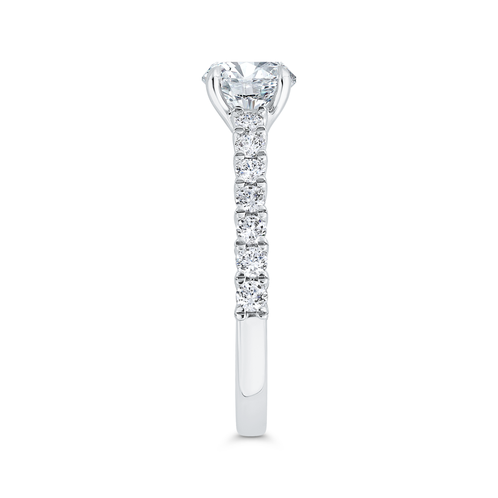 14K White Gold Round Cut Diamond Engagement Ring (Semi-Mount)