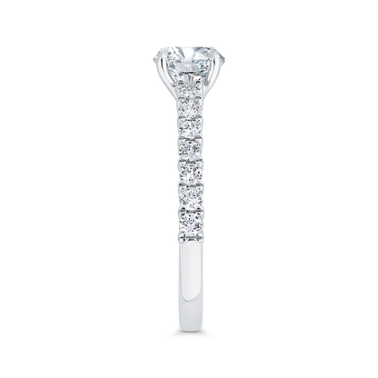 14K White Gold Round Cut Diamond Engagement Ring (Semi-Mount)