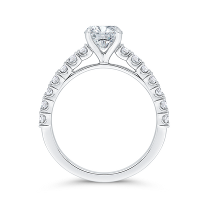 14K White Gold Round Cut Diamond Engagement Ring (Semi-Mount)